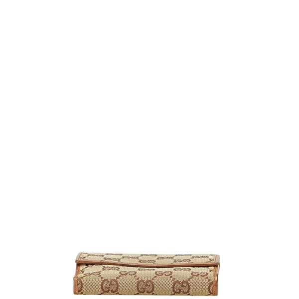 グッチ GGキャンバス 二つ折り財布 コンパクトウォレット 74209 ブラック キャンバス レザー レディース GUCCI 【中古】