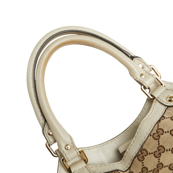 グッチ GGキャンバス スーキー ハンドバッグ 211944 ベージュ ホワイト キャンバス レザー レディース GUCCI 【中古】