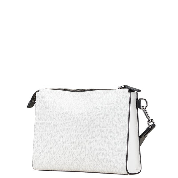 マイケルコース MKシグネチャー クラッチバッグ セカンドバッグ ホワイト グレー ブラック PVC レザー レディース Michael Kors 【中古】