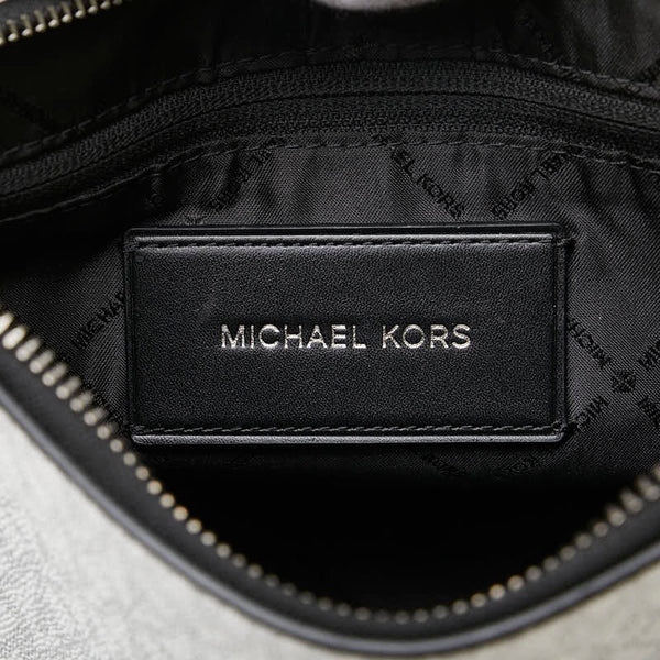 マイケルコース MKシグネチャー クラッチバッグ セカンドバッグ ホワイト グレー ブラック PVC レザー レディース Michael Kors 【中古】