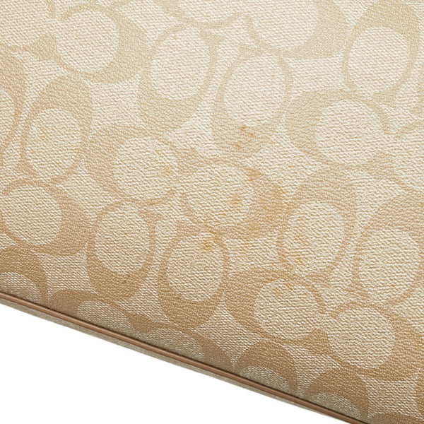 コーチ シグネチャー ショルダーバッグ ハンドバッグ 2WAY ベージュ ホワイト PVC レザー レディース COACH 【中古】