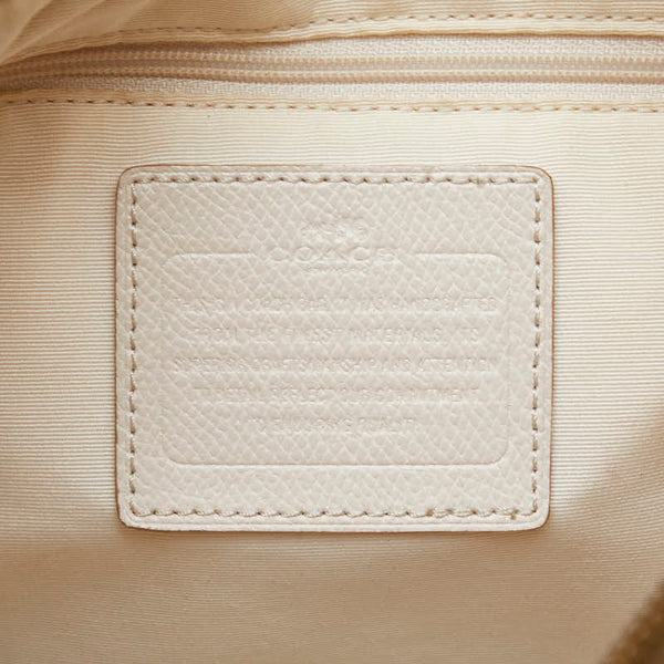 コーチ シグネチャー ショルダーバッグ ハンドバッグ 2WAY ベージュ ホワイト PVC レザー レディース COACH 【中古】