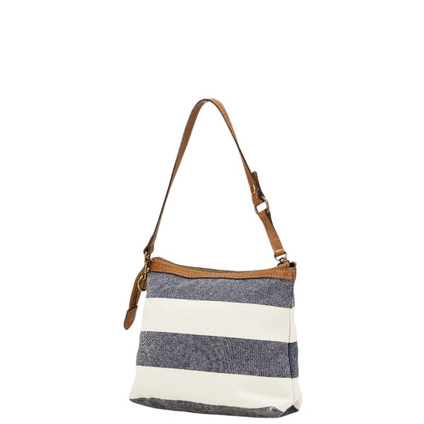 バーバリー ブルーレーベル ハンドバッグ ブルー ホワイト キャンバス レザー レディース BURBERRY 【中古】
