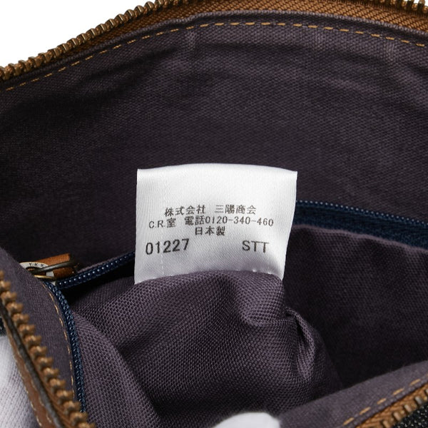 バーバリー ブルーレーベル ハンドバッグ ブルー ホワイト キャンバス レザー レディース BURBERRY 【中古】