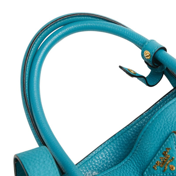 プラダ 三角ロゴプレート ハンドバッグ ショルダーバッグ 2WAY ライトブルー レザー レディース PRADA 【中古】