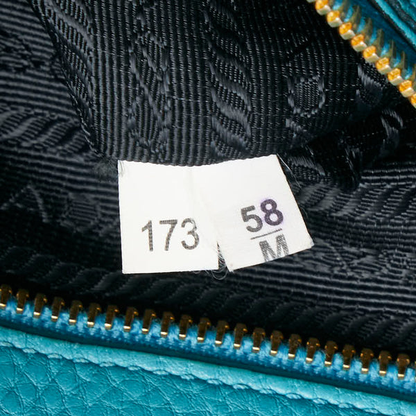 プラダ 三角ロゴプレート ハンドバッグ ショルダーバッグ 2WAY ライトブルー レザー レディース PRADA 【中古】