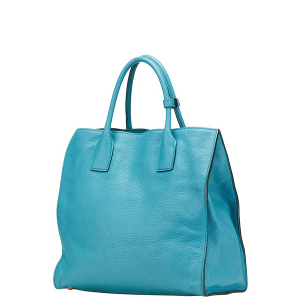 プラダ 三角ロゴプレート ハンドバッグ ショルダーバッグ 2WAY ライトブルー レザー レディース PRADA 【中古】