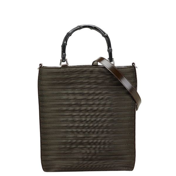 グッチ バンブー ハンドバッグ ショルダーバッグ 2WAY 002 1998 ブラウン ブラック ナイロン レディース GUCCI 【中古】