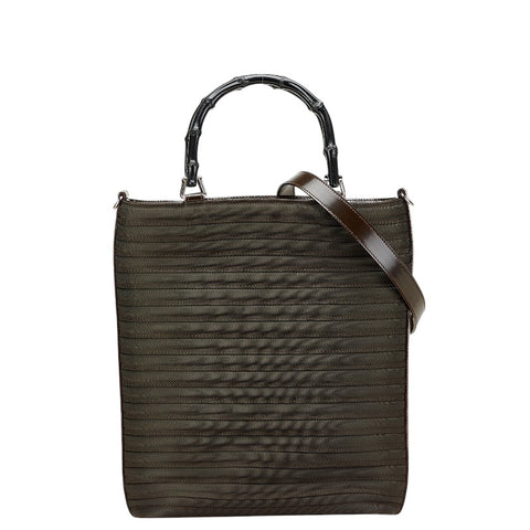 グッチ バンブー ハンドバッグ ショルダーバッグ 2WAY 002 1998 ブラウン ブラック ナイロン レディース GUCCI 【中古】