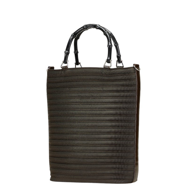 グッチ バンブー ハンドバッグ ショルダーバッグ 2WAY 002 1998 ブラウン ブラック ナイロン レディース GUCCI 【中古】