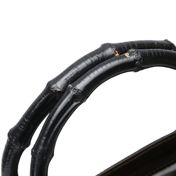 グッチ バンブー ハンドバッグ ショルダーバッグ 2WAY 002 1998 ブラウン ブラック ナイロン レディース GUCCI 【中古】