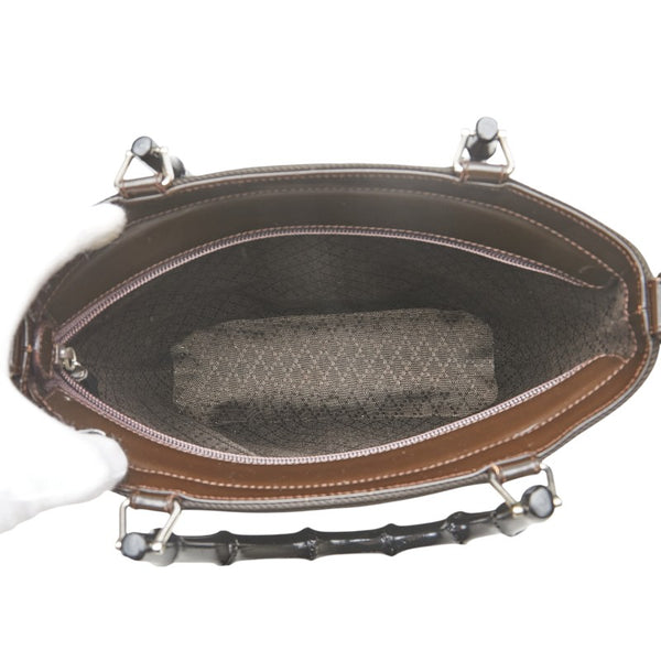 グッチ バンブー ハンドバッグ ショルダーバッグ 2WAY 002 1998 ブラウン ブラック ナイロン レディース GUCCI 【中古】