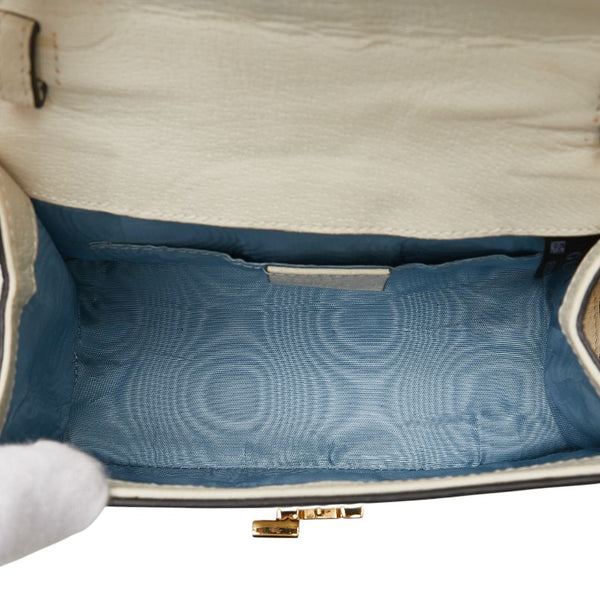 グッチ シルヴィ ビー 蜂 スター 星 ミニ ハンドバッグ ショルダーバッグ 2WAY 470270 ホワイト ゴールド レザー レディース GUCCI 【中古】