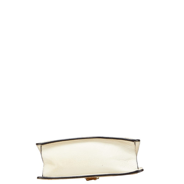 グッチ シルヴィ ビー 蜂 スター 星 ミニ ハンドバッグ ショルダーバッグ 2WAY 470270 ホワイト ゴールド レザー レディース GUCCI 【中古】