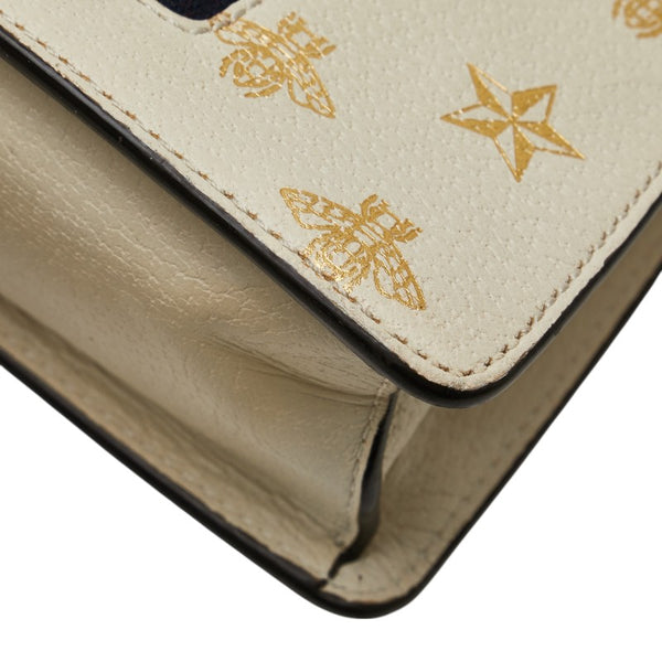 グッチ シルヴィ ビー 蜂 スター 星 ミニ ハンドバッグ ショルダーバッグ 2WAY 470270 ホワイト ゴールド レザー レディース GUCCI 【中古】