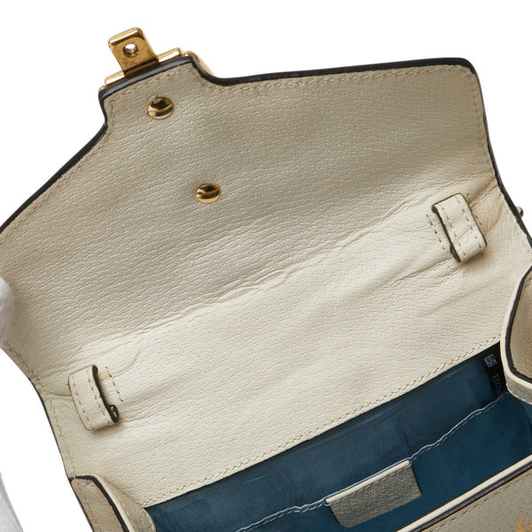 グッチ シルヴィ ビー 蜂 スター 星 ミニ ハンドバッグ ショルダーバッグ 2WAY 470270 ホワイト ゴールド レザー レディース GUCCI 【中古】