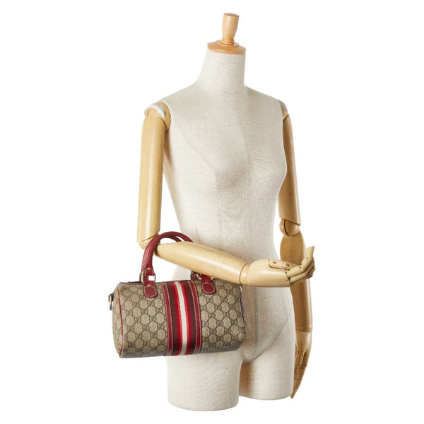 グッチ GGスプリーム ハンドバッグ ミニボストンバッグ 207943 ベージュ レッド PVC レザー レディース GUCCI 【中古】