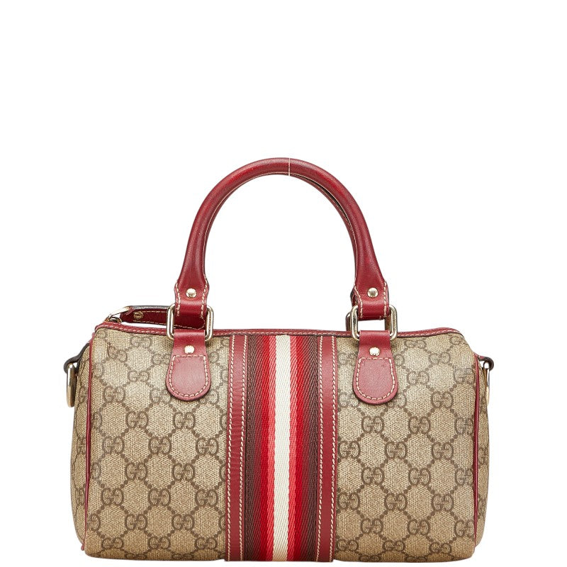 グッチ GGスプリーム ハンドバッグ ミニボストンバッグ 207943 ベージュ レッド PVC レザー レディース GUCCI 【中古】