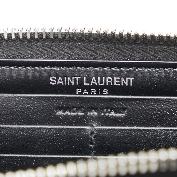 サンローラン YSLロゴ 長財布 ラウンドファスナー ブラック レザー メンズ SAINT LAURENT 【中古】