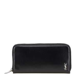 サンローラン YSLロゴ 長財布 ラウンドファスナー ブラック レザー メンズ SAINT LAURENT 【中古】