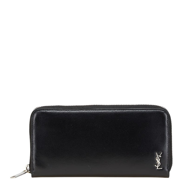 サンローラン YSLロゴ 長財布 ラウンドファスナー ブラック レザー メンズ SAINT LAURENT 【中古】