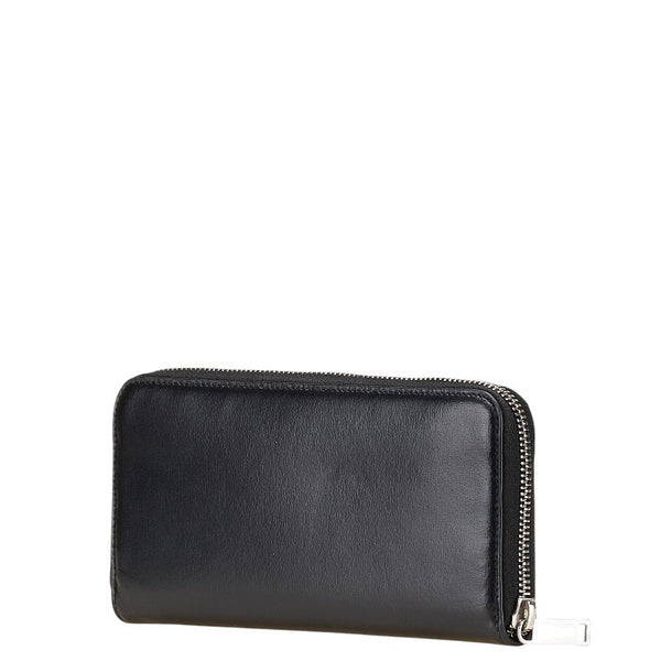 サンローラン YSLロゴ 長財布 ラウンドファスナー ブラック レザー メンズ SAINT LAURENT 【中古】