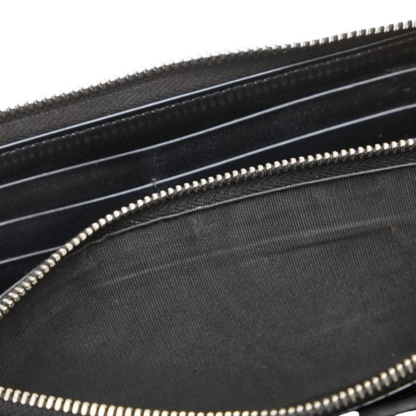 サンローラン YSLロゴ 長財布 ラウンドファスナー ブラック レザー メンズ SAINT LAURENT 【中古】