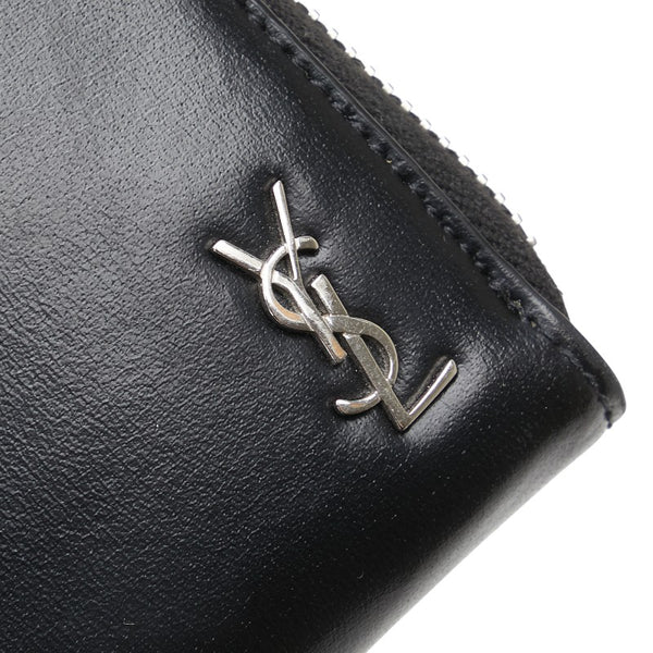 サンローラン YSLロゴ 長財布 ラウンドファスナー ブラック レザー メンズ SAINT LAURENT 【中古】