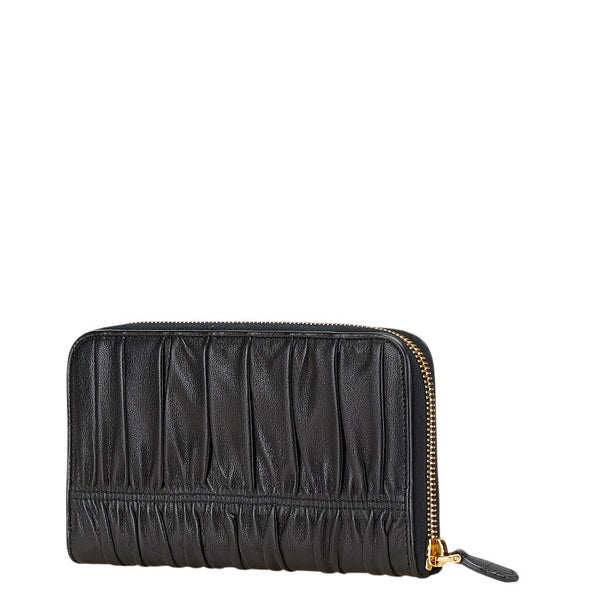 プラダ ナッパゴーフル 長財布 ブラック レザー レディース PRADA 【中古】
