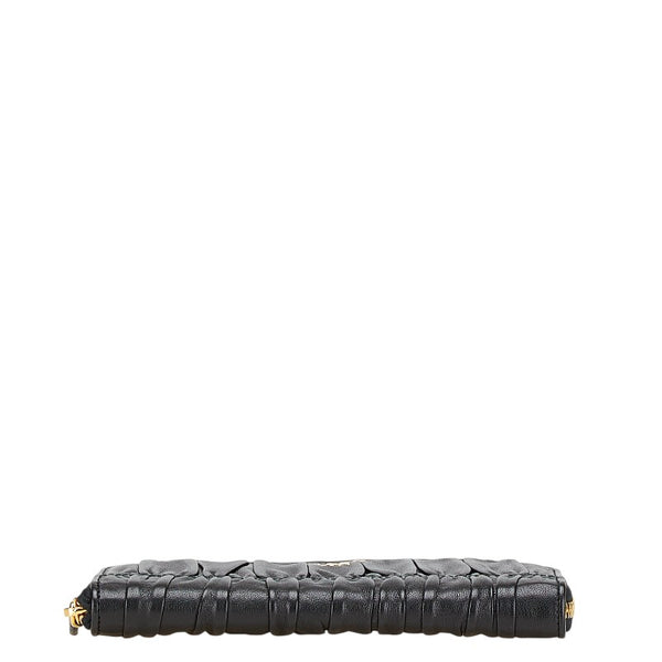 プラダ ナッパゴーフル 長財布 ブラック レザー レディース PRADA 【中古】