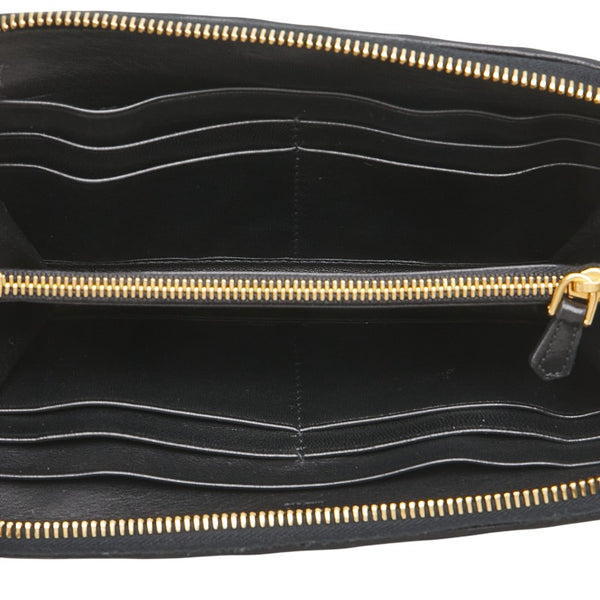 プラダ ナッパゴーフル 長財布 ブラック レザー レディース PRADA 【中古】
