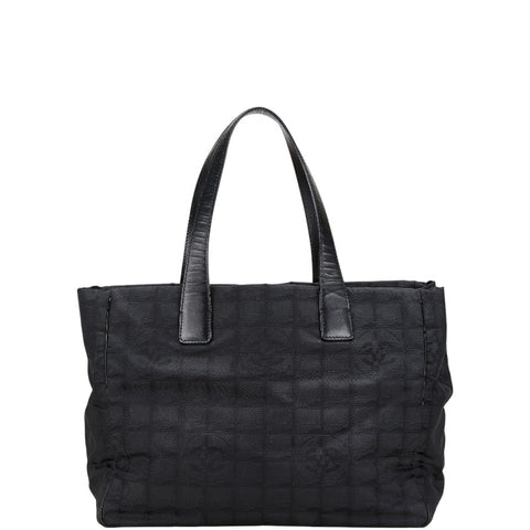 シャネル ニュートラベルライン トートMM トートバッグ ハンドバッグ ブラック ナイロン レザー レディース CHANEL 【中古】