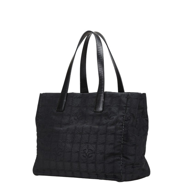 シャネル ニュートラベルライン トートMM トートバッグ ハンドバッグ ブラック ナイロン レザー レディース CHANEL 【中古】