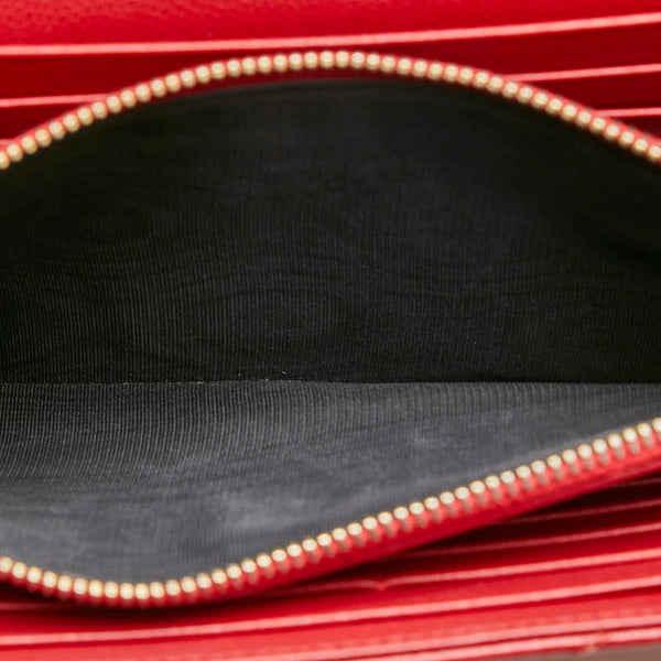 サンローラン YSL Vステッチ チェーンウォレット ショルダーバッグ 377828 レッド レザー レディース SAINT LAURENT 【中古】