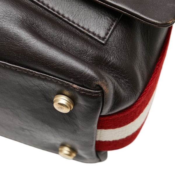 バリー ショルダーバッグ メッセンジャーバッグ ブラウン マルチカラー レザー キャンバス メンズ BALLY 【中古】