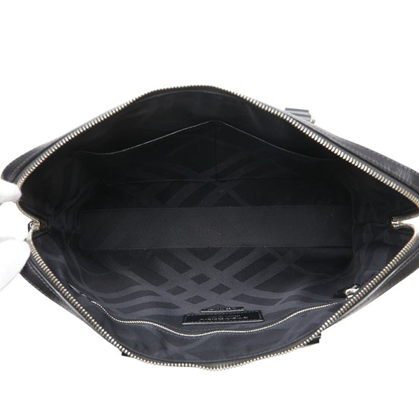 バーバリー ロゴ ショルダーバッグ ブラック レザー レディース BURBERRY 【中古】