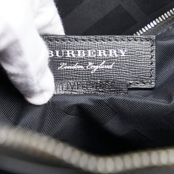 バーバリー ロゴ ショルダーバッグ ブラック レザー レディース BURBERRY 【中古】