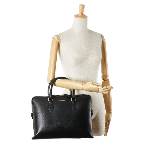 バーバリー ロゴ ショルダーバッグ ブラック レザー レディース BURBERRY 【中古】