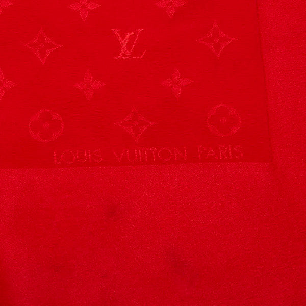 ルイ ヴィトン モノグラム カレ モナコ ショール M72346 レッド シルク レディース LOUIS VUITTON 【中古】