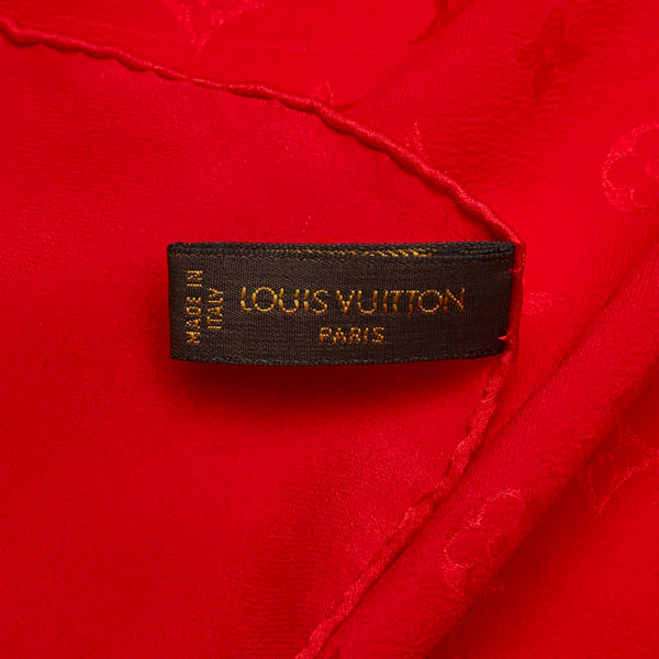 ルイ ヴィトン モノグラム カレ モナコ ショール M72346 レッド シルク レディース LOUIS VUITTON 【中古】
