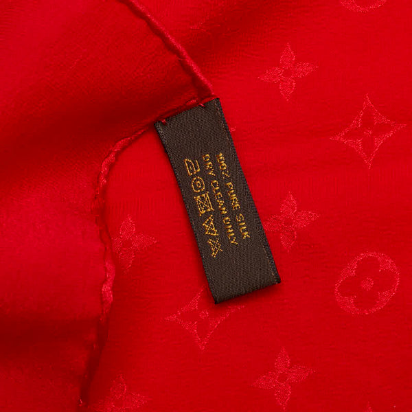 ルイ ヴィトン モノグラム カレ モナコ ショール M72346 レッド シルク レディース LOUIS VUITTON 【中古】