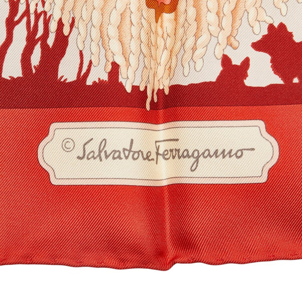 サルヴァトーレフェラガモ サルヴァトーレ フェラガモ スカーフ レッド シルク レディース Salvatore Ferragamo 【中古】