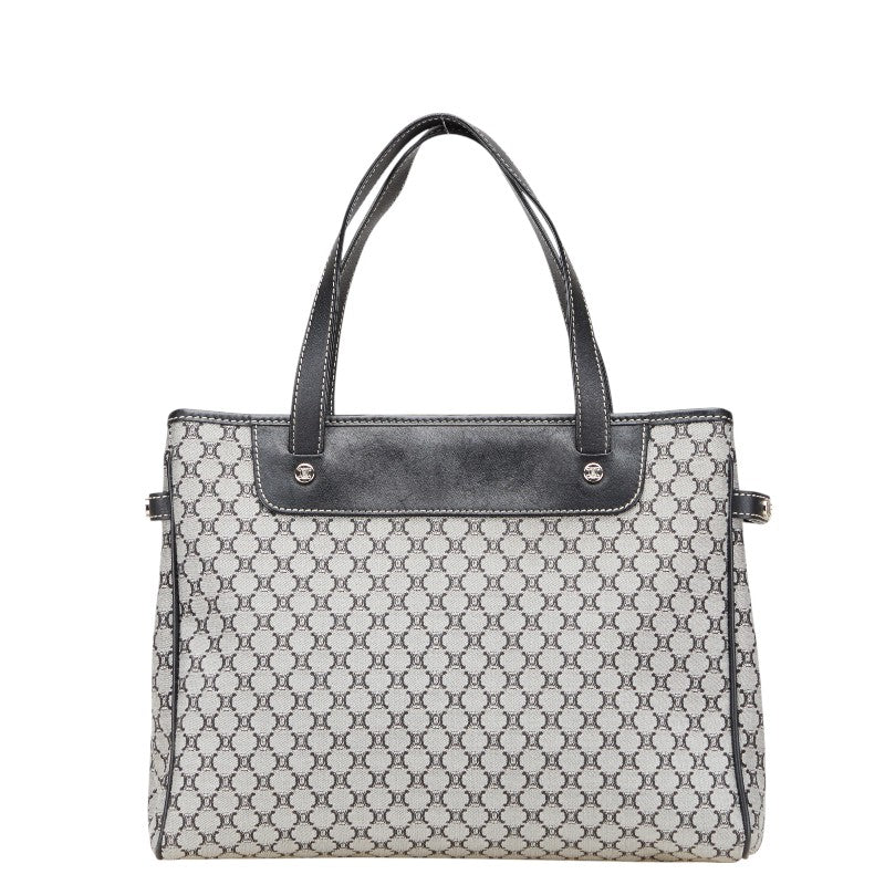 セリーヌ マカダム ハンドバッグ トートバッグ グレー ブラック キャンバス レザー レディース CELINE 【中古】