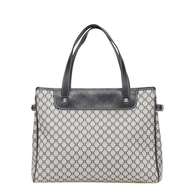 セリーヌ マカダム ハンドバッグ トートバッグ グレー ブラック キャンバス レザー レディース CELINE 【中古】