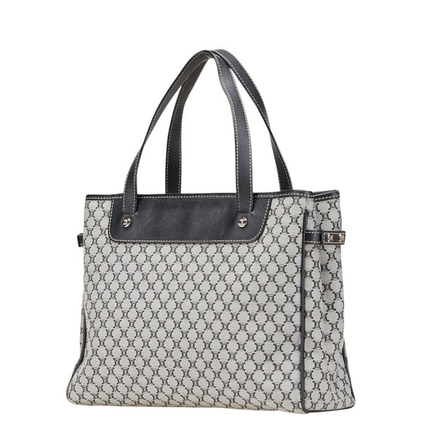 セリーヌ マカダム ハンドバッグ トートバッグ グレー ブラック キャンバス レザー レディース CELINE 【中古】