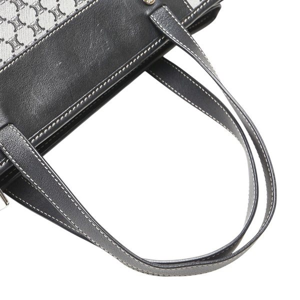 セリーヌ マカダム ハンドバッグ トートバッグ グレー ブラック キャンバス レザー レディース CELINE 【中古】