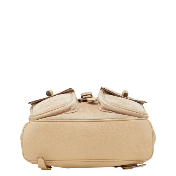 グッチ バンブー リュック バックパック 003.2058.0016 ベージュ スウェード レザー レディース GUCCI 【中古】