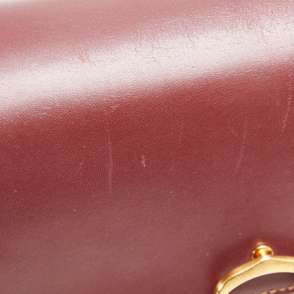 カルティエ マストライン ショルダーバッグ ワインレッド ボルドー レザー レディース CARTIER 【中古】