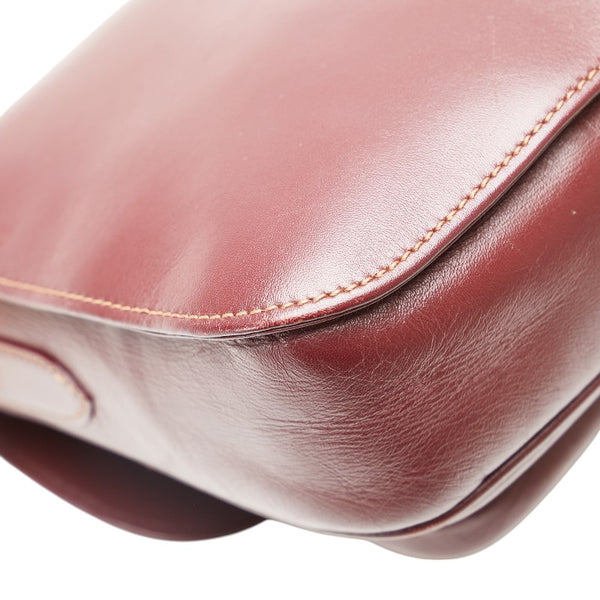カルティエ マストライン ショルダーバッグ ワインレッド ボルドー レザー レディース CARTIER 【中古】