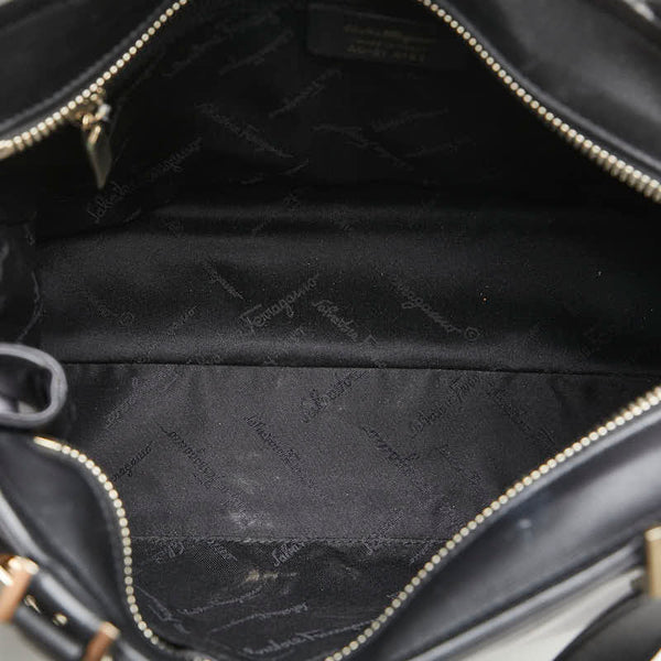 サルヴァトーレフェラガモ ガンチーニ ハンドバッグ ショルダーバッグ 2WAY AQ-21 0167 ブラック レザー レディース Salvatore Ferragamo 【中古】